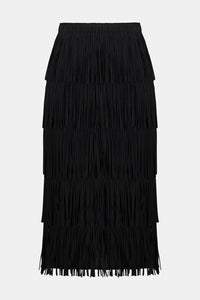 Joseph Ribkoff Pleated Pencil Skirt with Tiered Fringes Jr254901