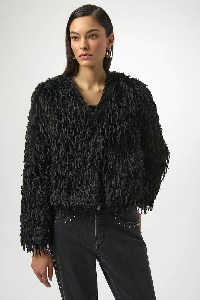 Joseph Ribkoff Faux Fur Collarless Boxy Jacket Jr254905