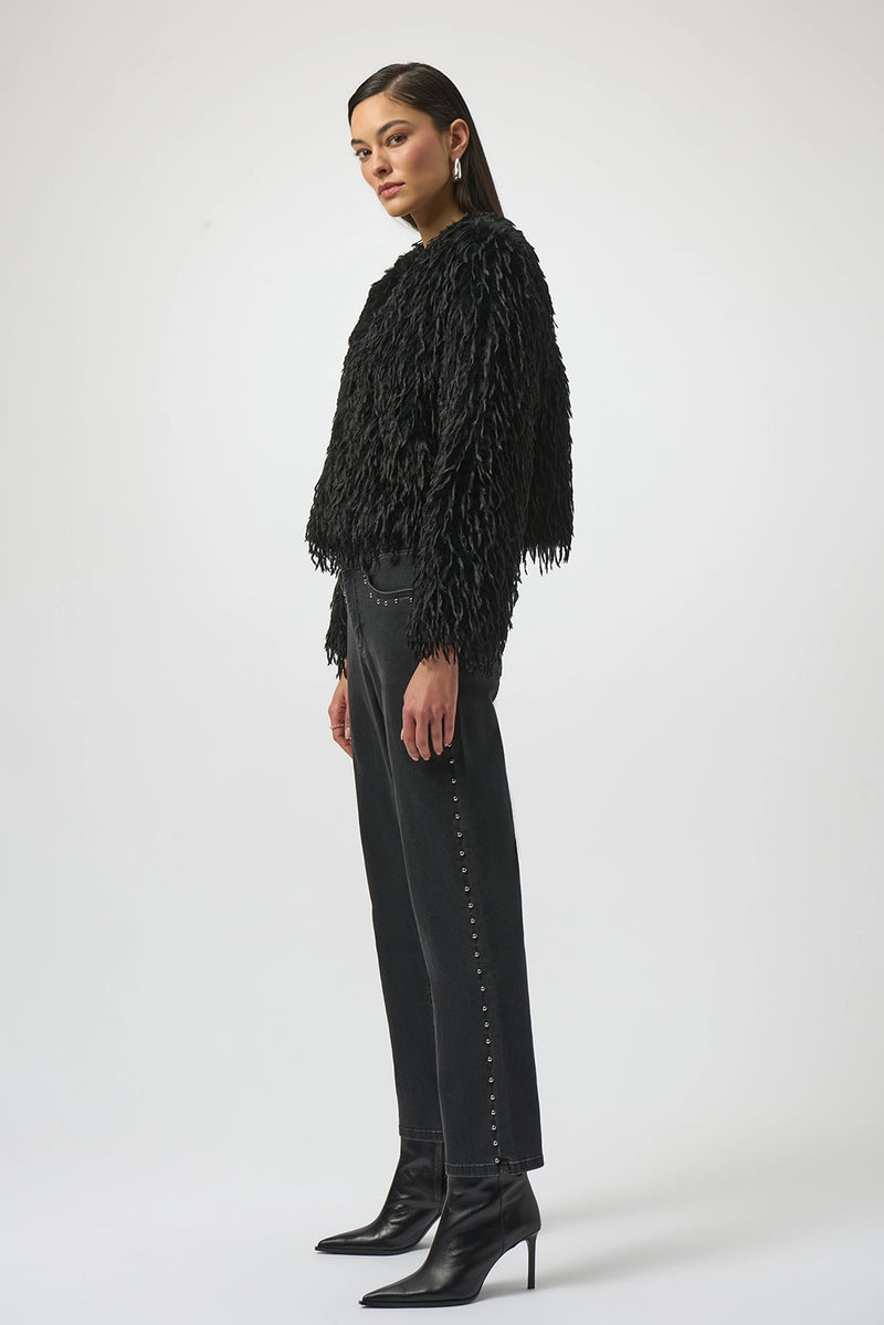 Joseph Ribkoff Faux Fur Collarless Boxy Jacket Jr254905