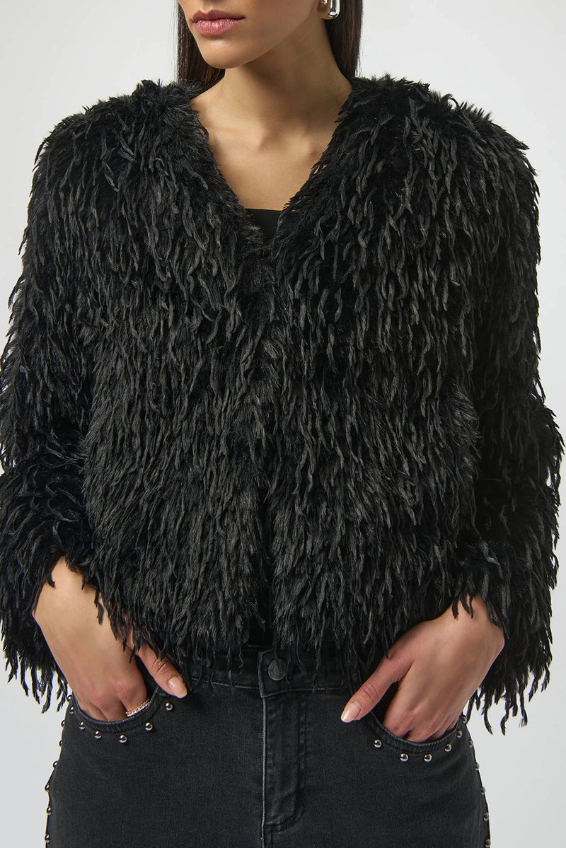 Joseph Ribkoff Faux Fur Collarless Boxy Jacket Jr254905