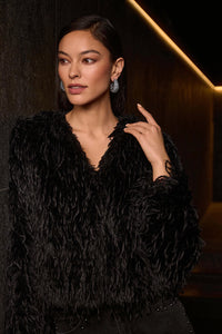 Joseph Ribkoff Faux Fur Collarless Boxy Jacket Jr254905