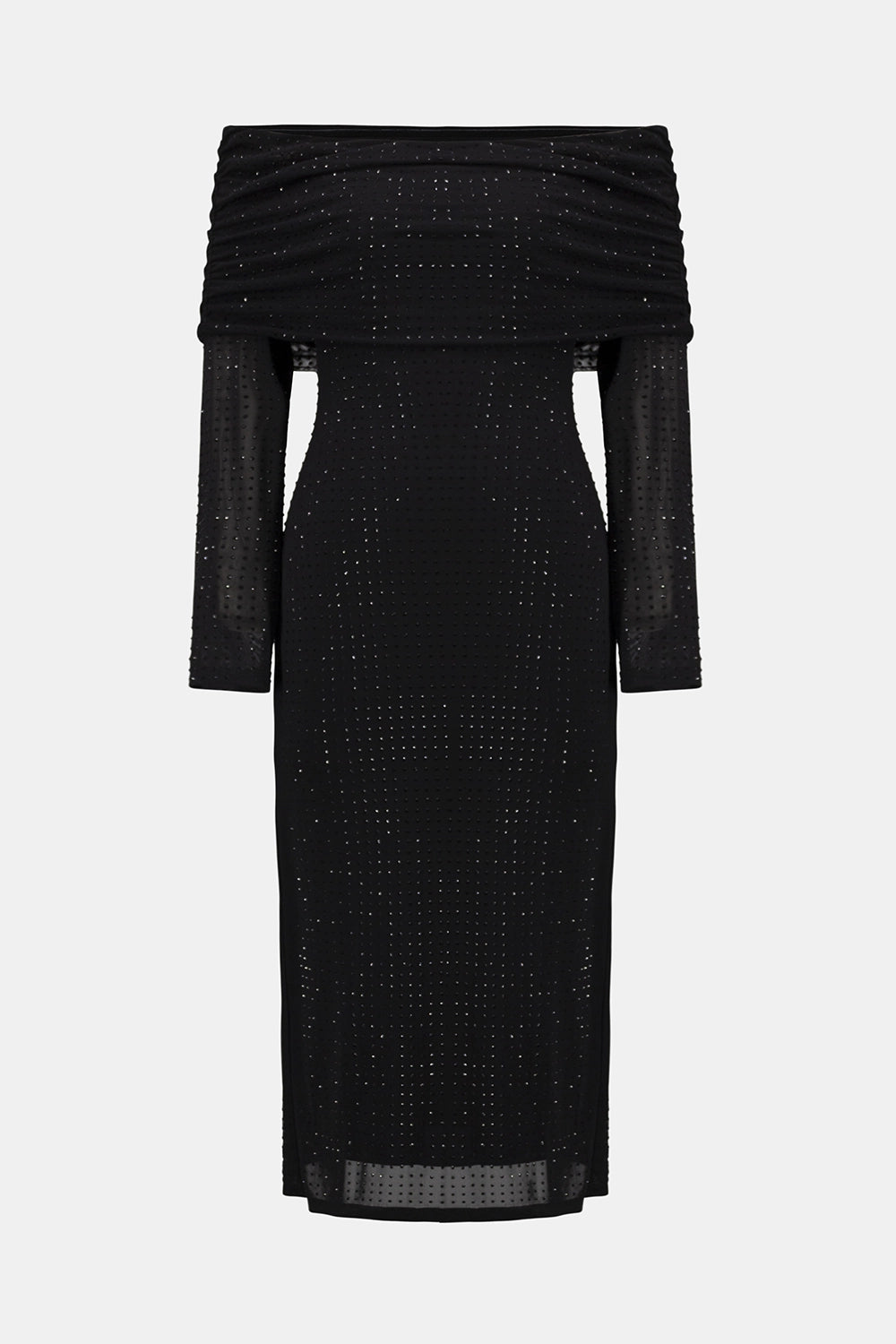 Joseph Ribkoff Rhinestone Mesh Off-Shoulder Midi Dress Jr254913