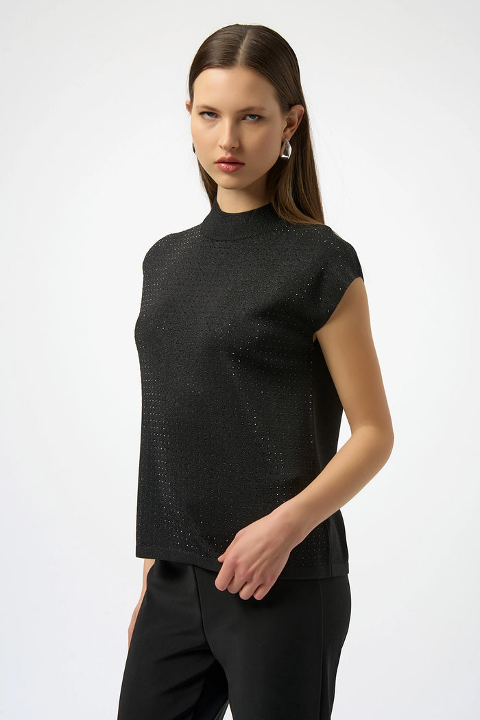 Joseph Ribkoff Sweater Knit Sleeveless Pullover with Iron-On Detail Jr254935
