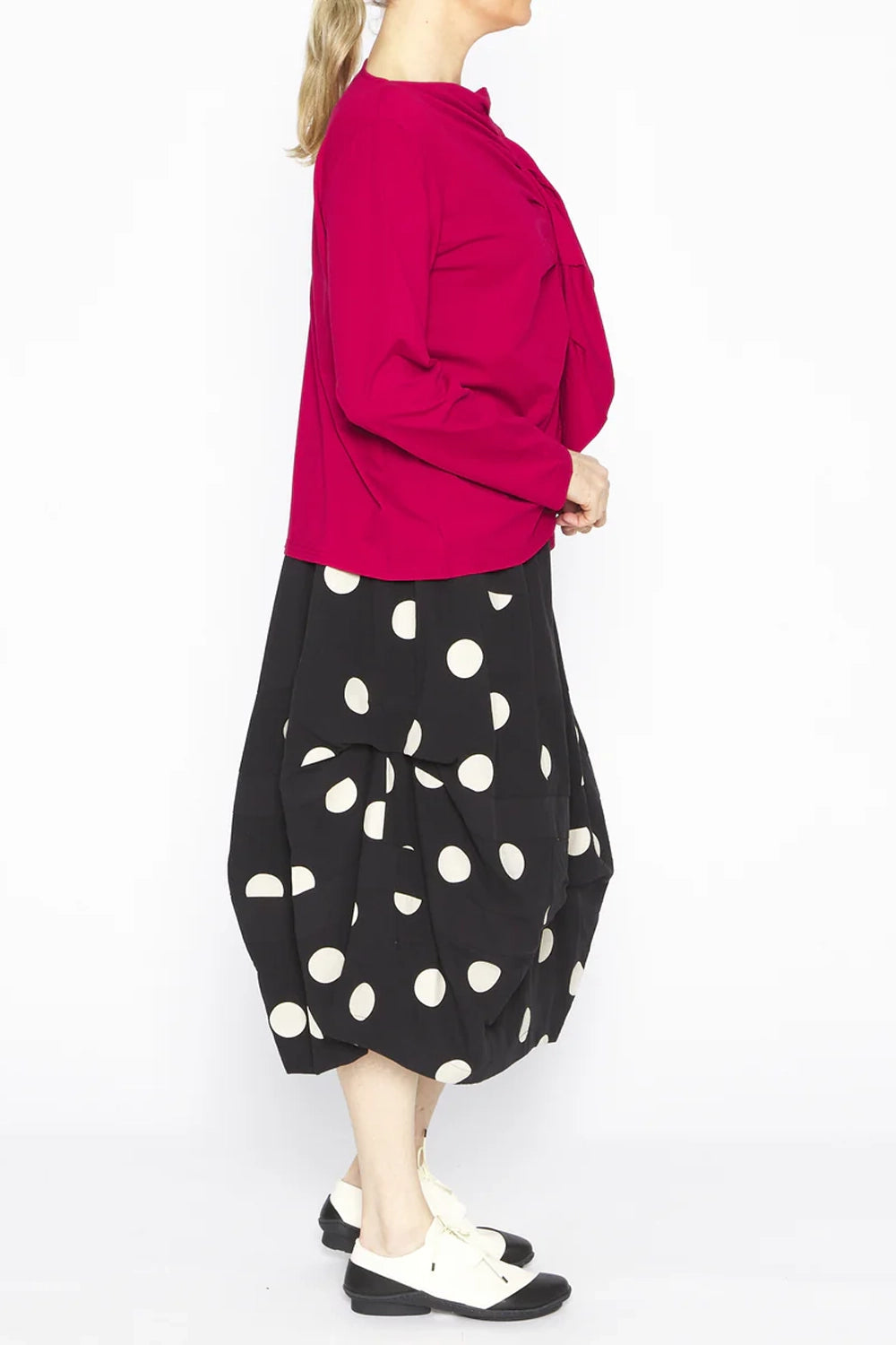 Moyuru Cotton Mix Balloon Skirt with Circles 251641