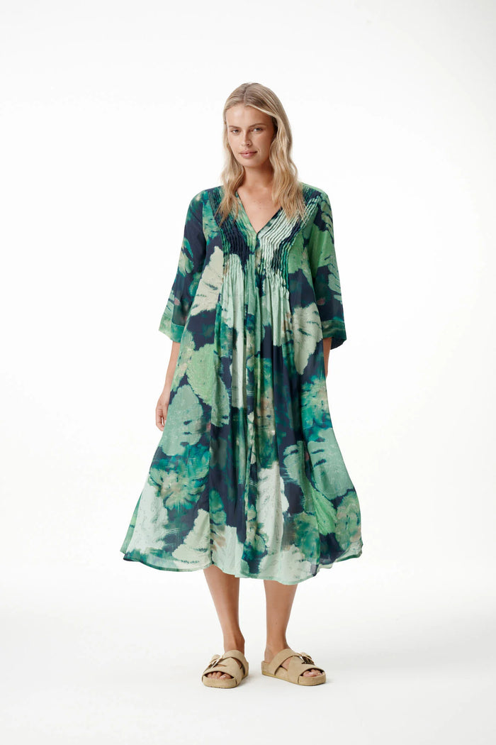 One Season Mia Monstera Night Green