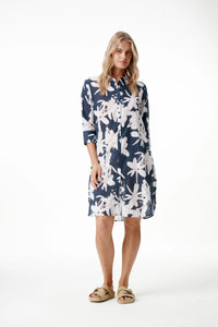 One Season Middy Daisy Indigo Leaf Navy/White