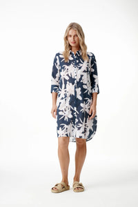One Season Middy Daisy Indigo Leaf Navy/White