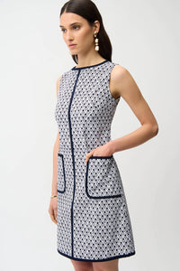 Joseph Ribkoff Millennium Geometric Print A-Line Dress With Contrast Trim Jr261096