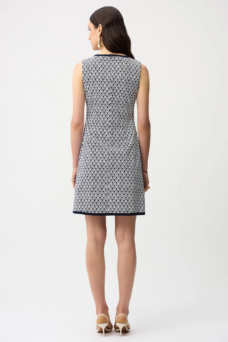 Joseph Ribkoff Millennium Geometric Print A-Line Dress With Contrast Trim Jr261096