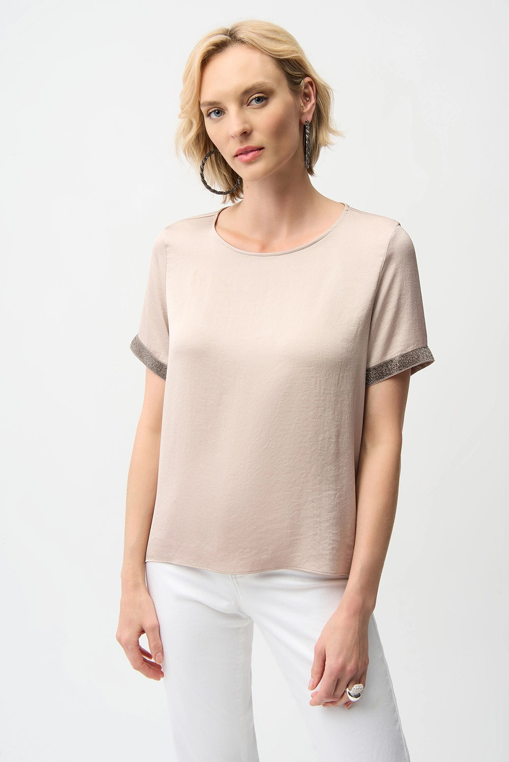 Joseph Ribkoff Recycled Satin Top With Rhinestones detail Jr261116
