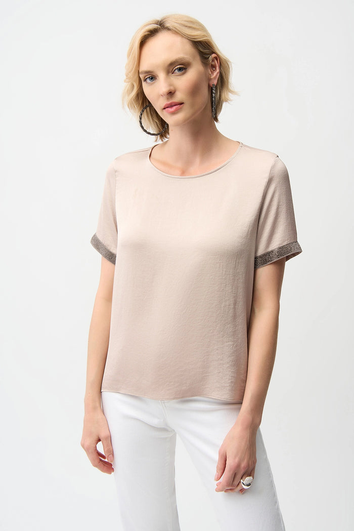 Joseph Ribkoff Recycled Satin Top With Rhinestones detail Jr261116