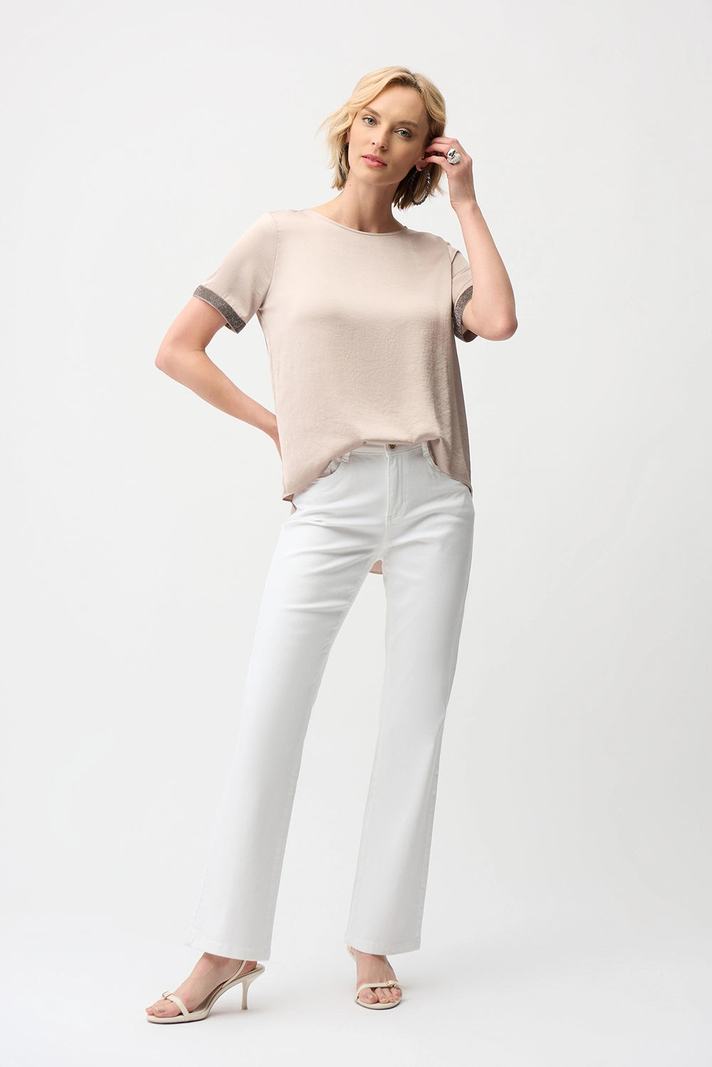 Joseph Ribkoff Recycled Satin Top With Rhinestones detail Jr261116