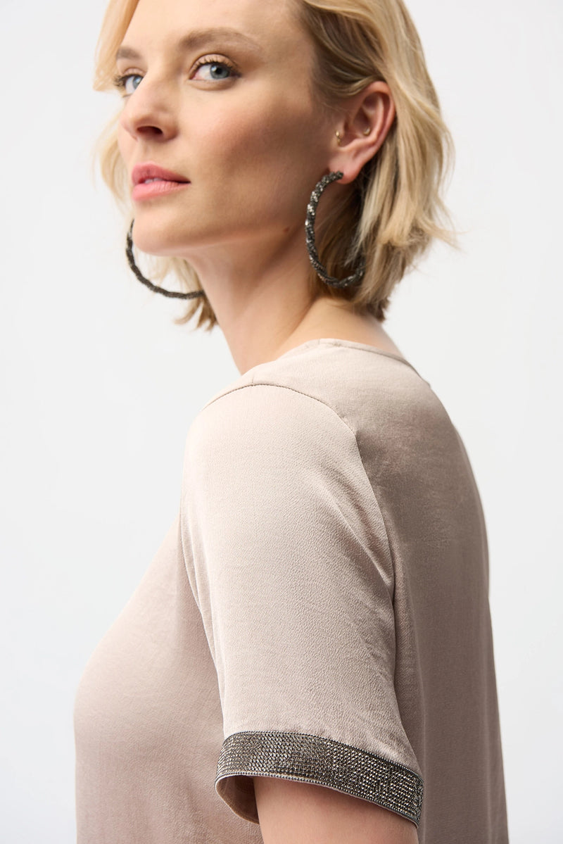 Joseph Ribkoff Recycled Satin Top With Rhinestones detail Jr261116