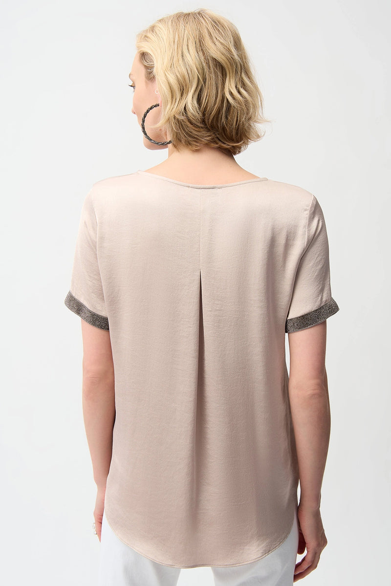 Joseph Ribkoff Recycled Satin Top With Rhinestones detail Jr261116