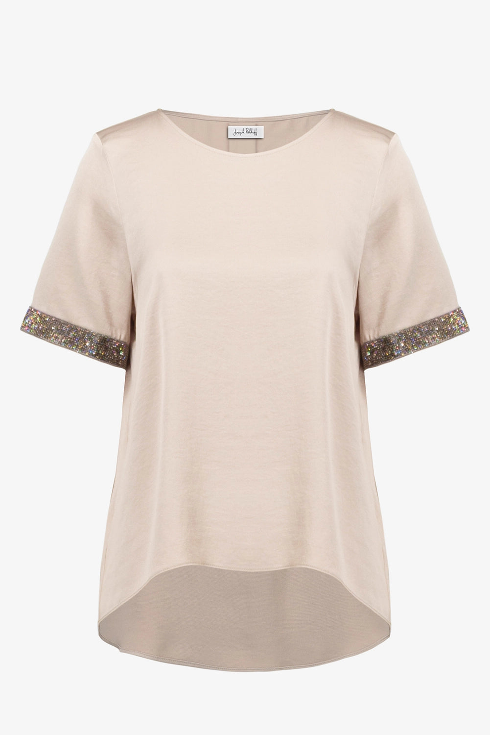 Joseph Ribkoff Recycled Satin Top With Rhinestones detail Jr261116