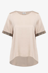Joseph Ribkoff Recycled Satin Top With Rhinestones detail Jr261116
