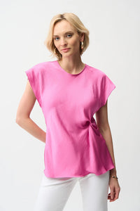 Joseph Ribkoff Recycled Satin Fitted Top With Front Twist Detail Jr261149