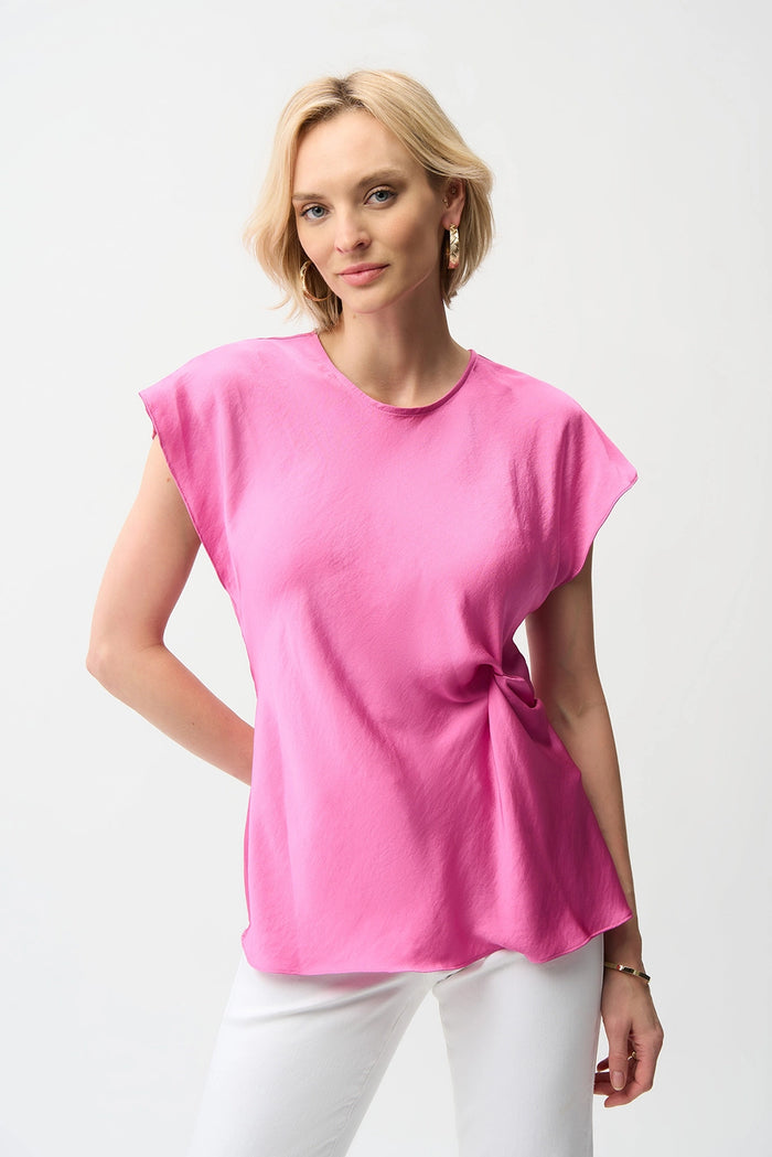 Joseph Ribkoff Recycled Satin Fitted Top With Front Twist Detail Jr261149