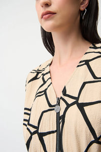 Joseph Ribkoff Seersucker Abstract Print Fit and Flare Dress Jr261163