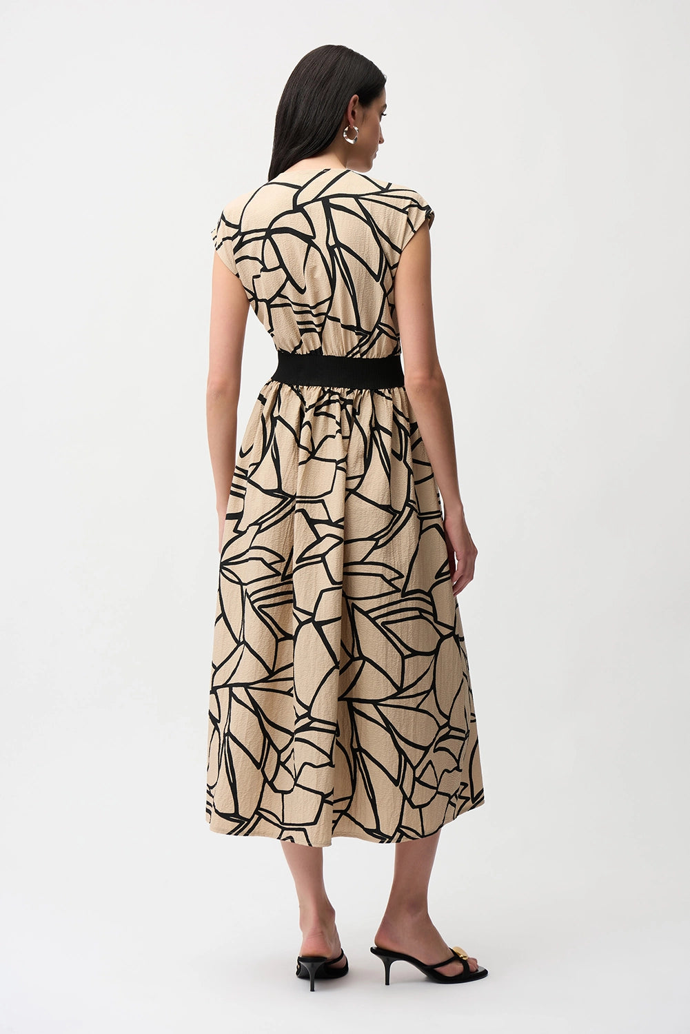 Joseph Ribkoff Seersucker Abstract Print Fit and Flare Dress Jr261163