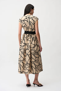 Joseph Ribkoff Seersucker Abstract Print Fit and Flare Dress Jr261163