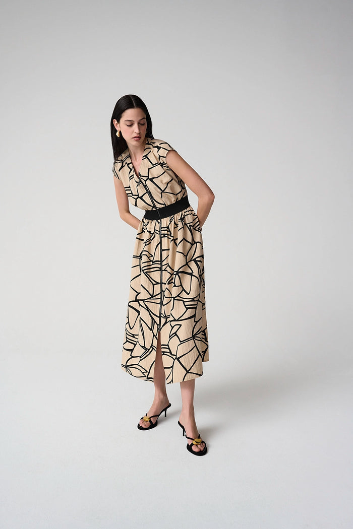Joseph Ribkoff Seersucker Abstract Print Fit and Flare Dress Jr261163