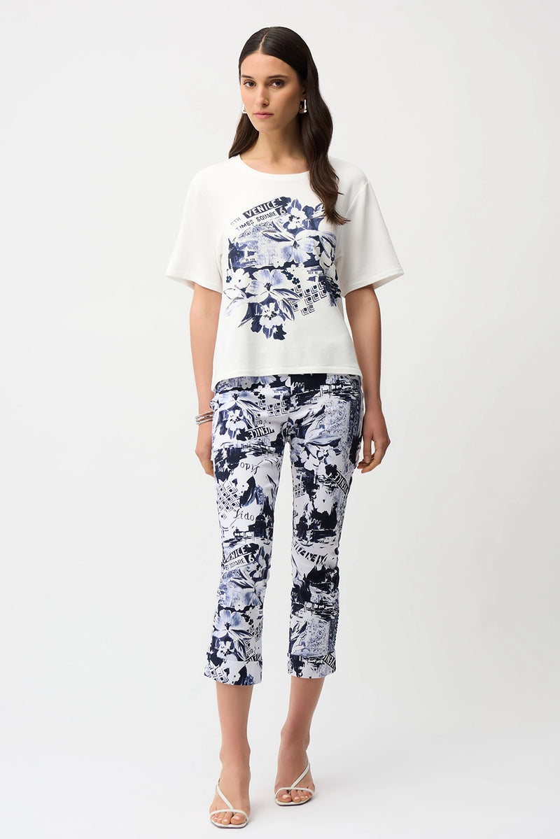 Joseph Ribkoff Millennium Conversational Print Crop Pull-On Pants Jr261187