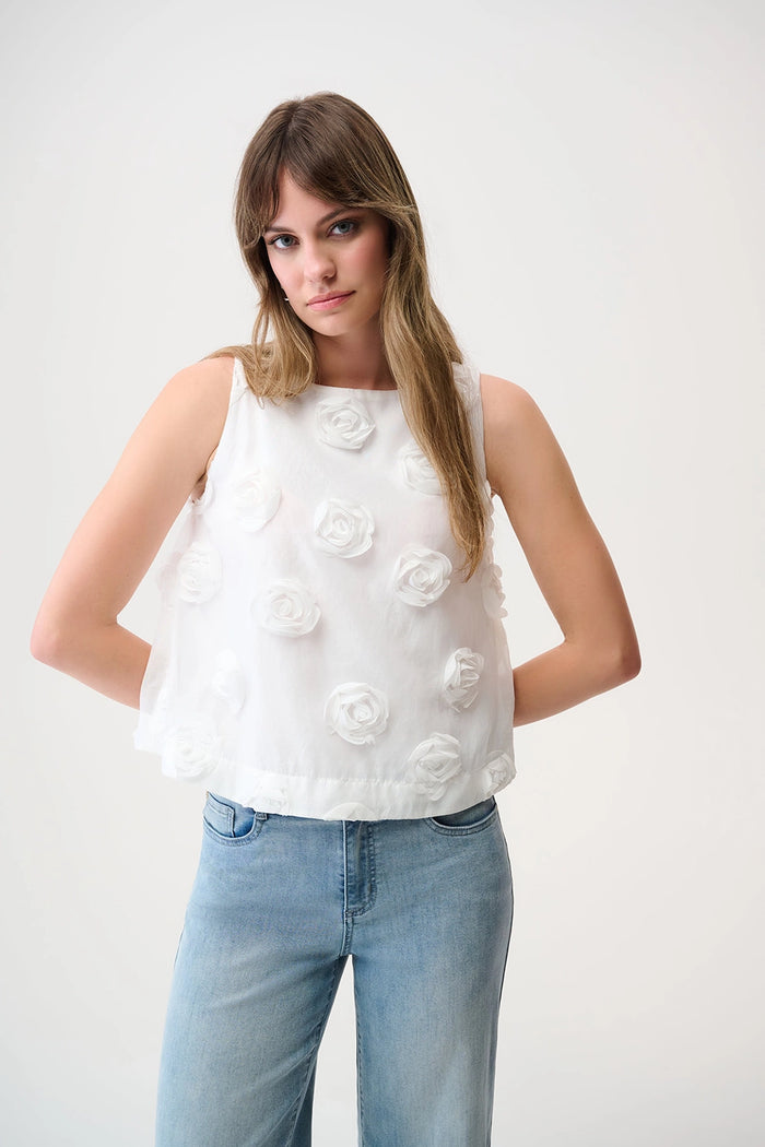 Joseph Ribkoff Novelty Sleeveless Top With 3D Floral Embroidery Jr261220