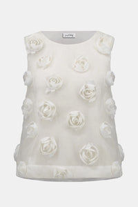Joseph Ribkoff Novelty Sleeveless Top With 3D Floral Embroidery Jr261220