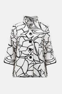 Joseph Ribkoff Seersucker Abstract Print Trapeze Jacket With Contrast Button Jr261239