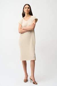 Joseph Ribkoff Pleated Scuba Crepe Straight Dress With Pockets Jr261252