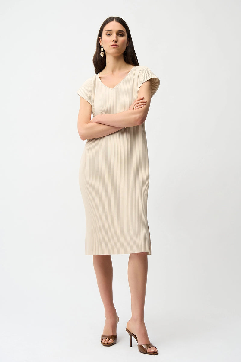 Joseph Ribkoff Pleated Scuba Crepe Straight Dress With Pockets Jr261252
