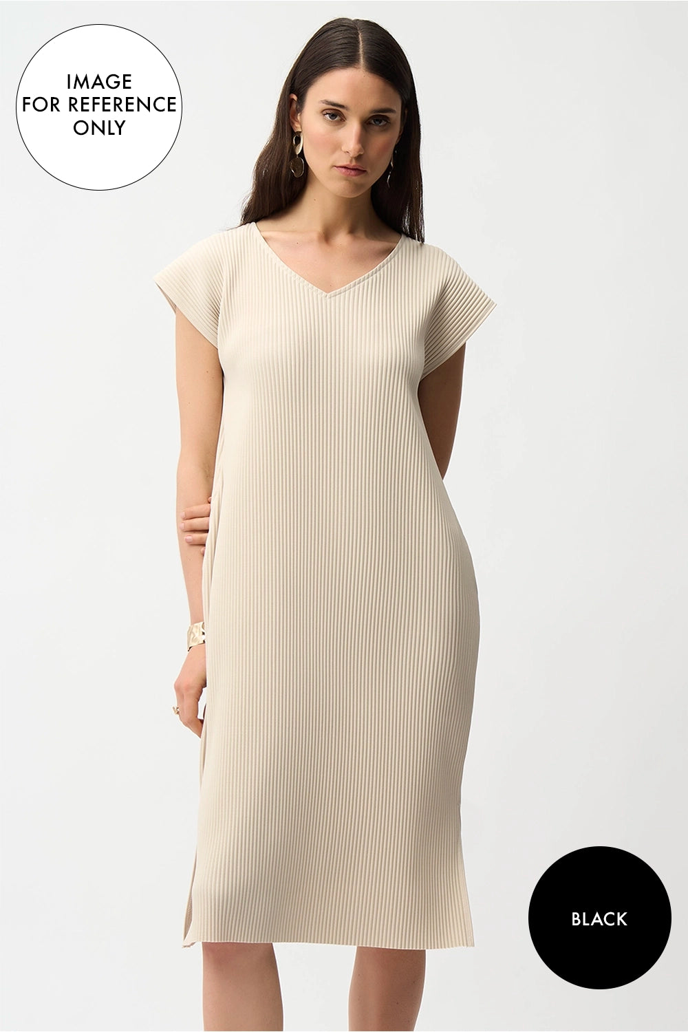 Joseph Ribkoff Pleated Scuba Crepe Straight Dress With Pockets Jr261252