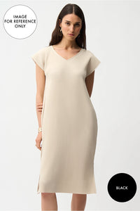 Joseph Ribkoff Pleated Scuba Crepe Straight Dress With Pockets Jr261252