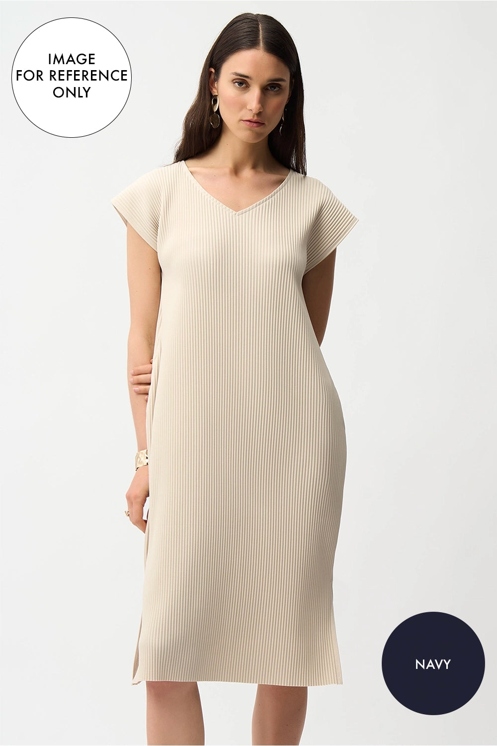 Joseph Ribkoff Pleated Scuba Crepe Straight Dress With Pockets Jr261252