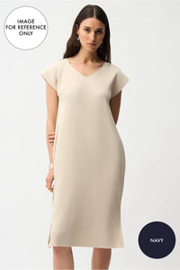 Joseph Ribkoff Pleated Scuba Crepe Straight Dress With Pockets Jr261252