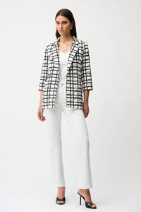 Joseph Ribkoff Jacquard Plaid Print Boxy Blazer With Notched Collar Jr261268