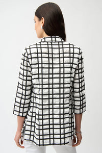 Joseph Ribkoff Jacquard Plaid Print Boxy Blazer With Notched Collar Jr261268