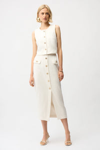 Joseph Ribkoff Bouclé Sleeveless Vest With Gold Buttons Jr261300