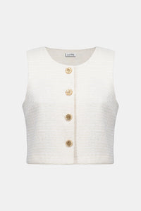 Joseph Ribkoff Bouclé Sleeveless Vest With Gold Buttons Jr261300