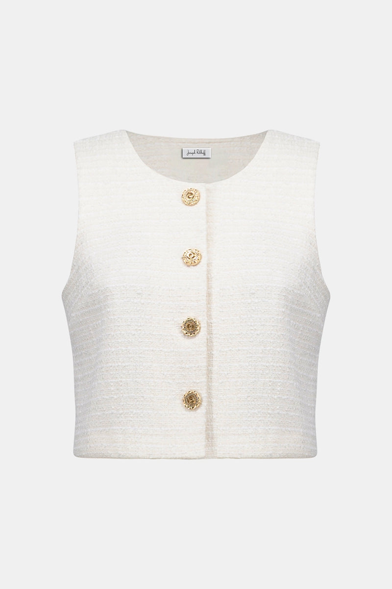 Joseph Ribkoff Bouclé Sleeveless Vest With Gold Buttons Jr261300
