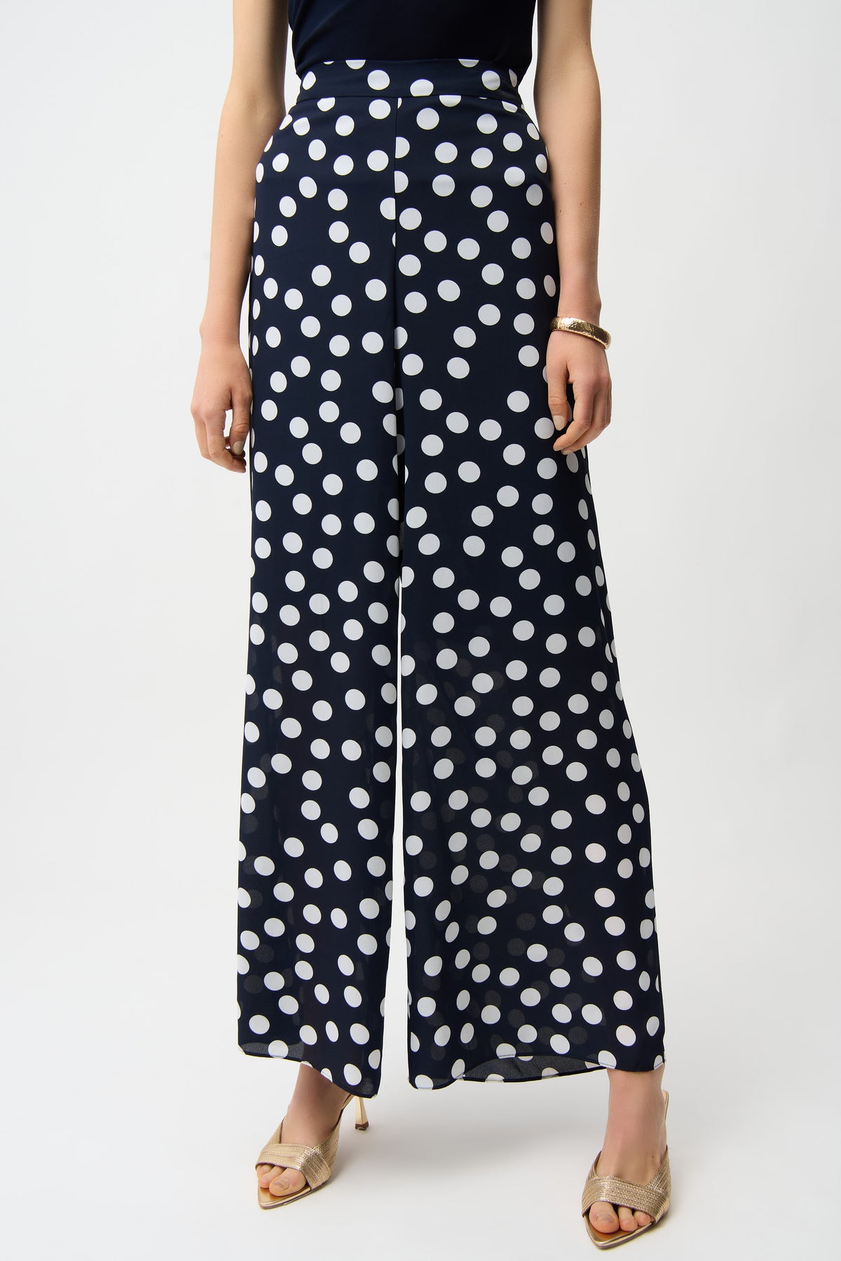 Joseph Ribkoff Georgette Dot Print Wide Leg Pants Jr261305