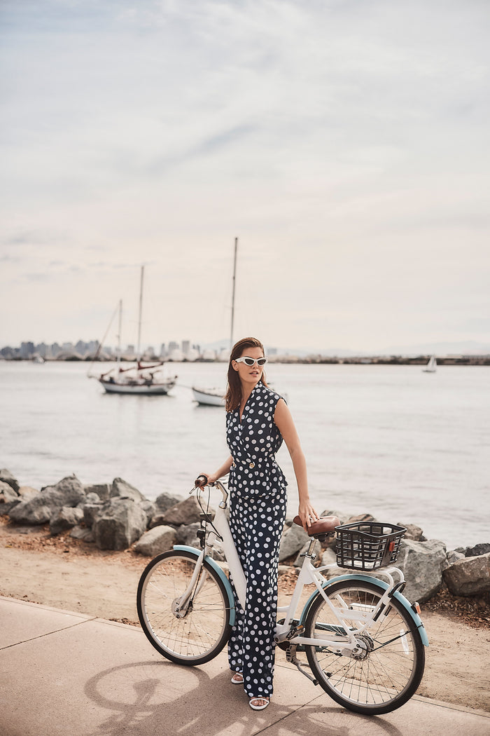 Joseph Ribkoff Georgette Dot Print Wide Leg Pants Jr261305