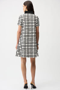 Joseph Ribkoff Jacquard Plaid Print A-line Dress With Contrast Detail Jr261307