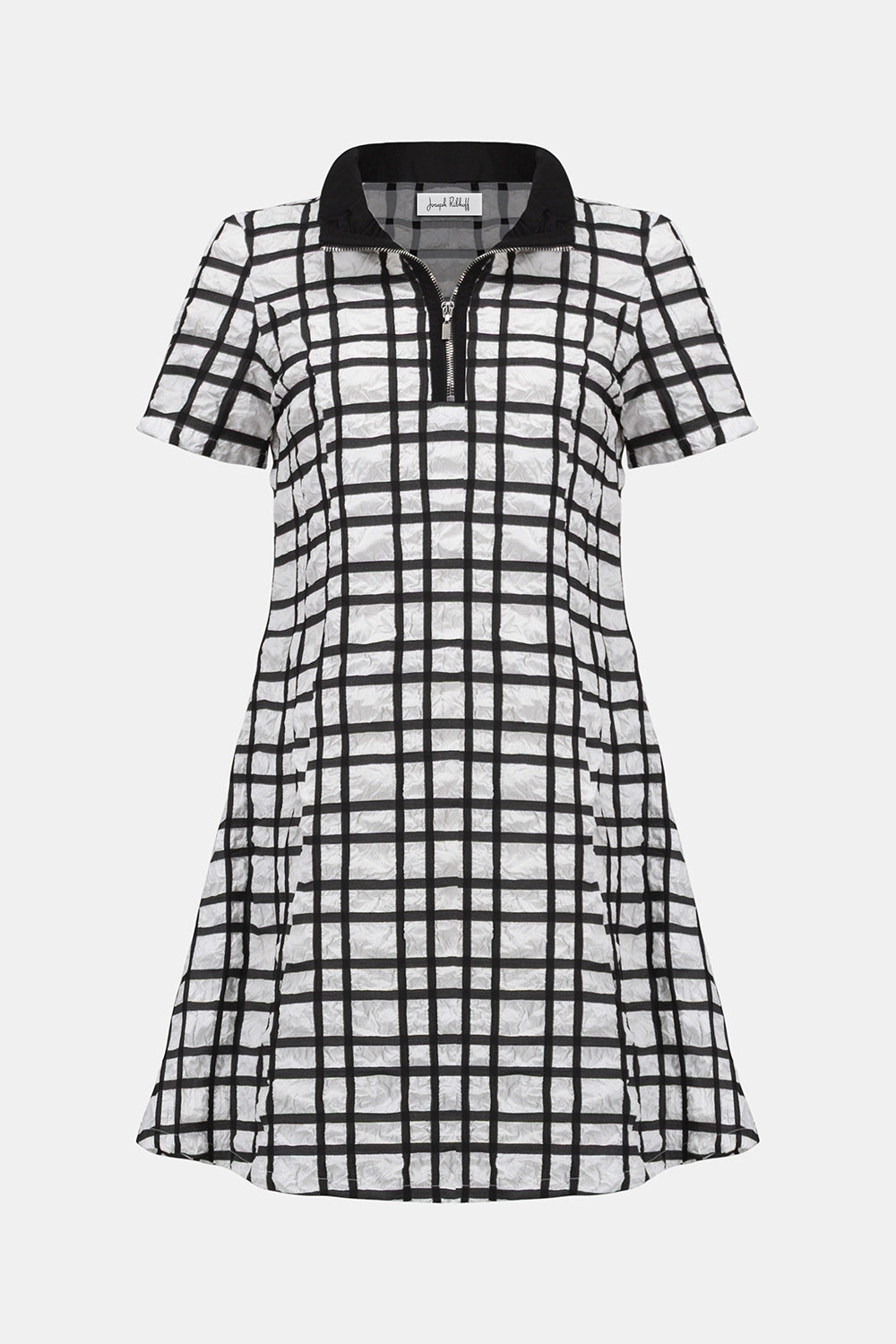 Joseph Ribkoff Jacquard Plaid Print A-line Dress With Contrast Detail Jr261307