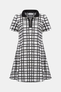 Joseph Ribkoff Jacquard Plaid Print A-line Dress With Contrast Detail Jr261307