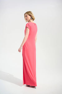 Joseph Ribkoff Signature | Scuba Crepe Sheath Gown With Rhinestones Piping Jr261713