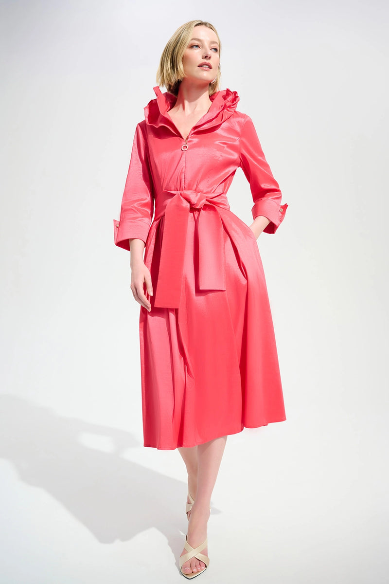 Joseph Ribkoff Signature | Stretch Taffeta Fit And Flare Dress With Lapel Collar Jr261719