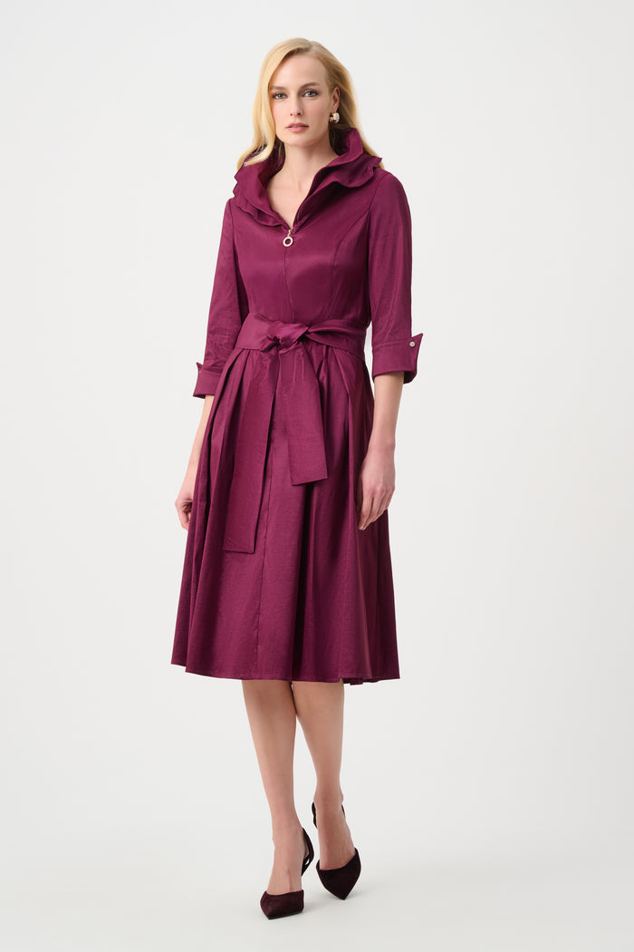Joseph Ribkoff Stretch Taffeta Fit And Flare Dress With Lapel Collar Jr261719F26