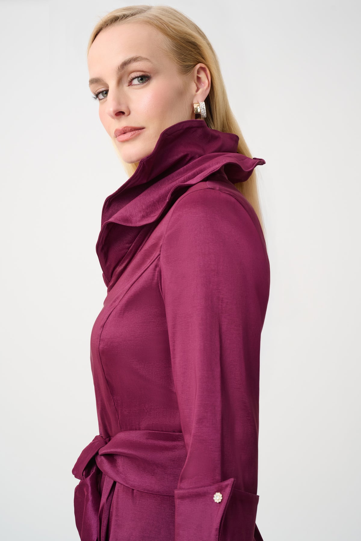Joseph Ribkoff Stretch Taffeta Fit And Flare Dress With Lapel Collar Jr261719F26